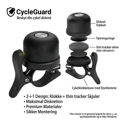 Ringklokke til Cykel med Integreret Tracker-skjuler – Anti-tyveri – Sort
